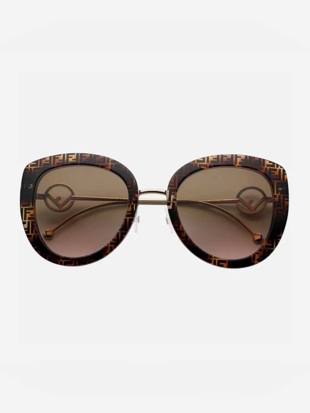 Fendi Brown Tortoiseshell FF Logo Oversized Square Sunglasses